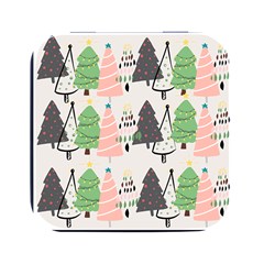 Christmas Trees Icons Square Metal Box (black)