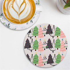 Christmas Trees Icons Uv Print Round Tile Coaster by Apen