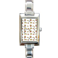 Fries Taco Pattern Fast Food Rectangle Italian Charm Watch