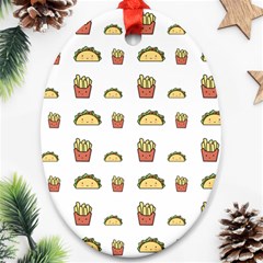 Fries Taco Pattern Fast Food Ornament (Oval)