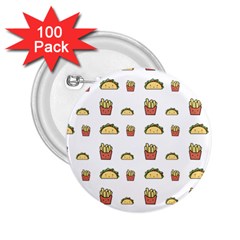 Fries Taco Pattern Fast Food 2.25  Buttons (100 pack) 