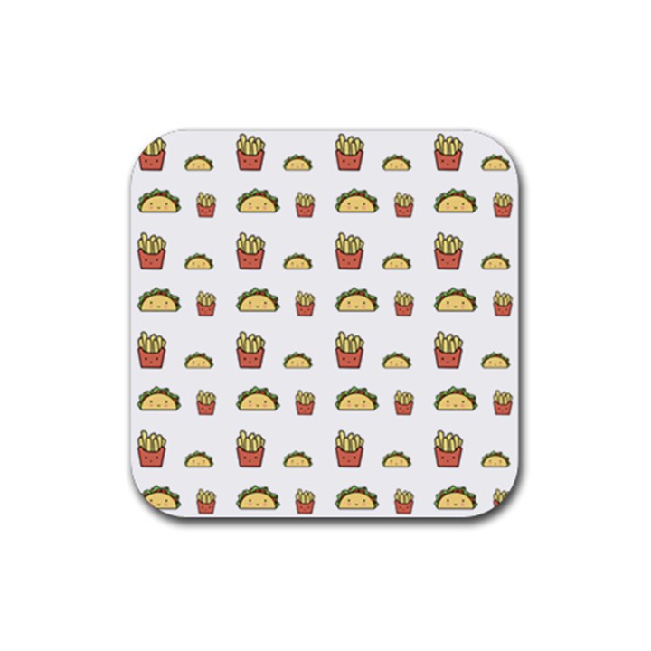 Fries Taco Pattern Fast Food Rubber Coaster (Square)