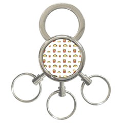 Fries Taco Pattern Fast Food 3-Ring Key Chain