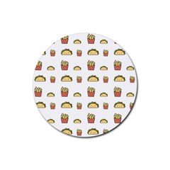 Fries Taco Pattern Fast Food Rubber Coaster (Round)