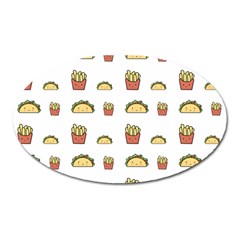 Fries Taco Pattern Fast Food Oval Magnet by Apen