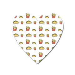 Fries Taco Pattern Fast Food Heart Magnet