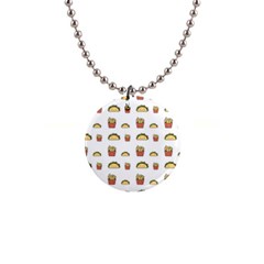 Fries Taco Pattern Fast Food 1  Button Necklace