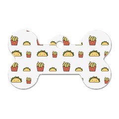 Fries Taco Pattern Fast Food Dog Tag Bone (Two Sides)