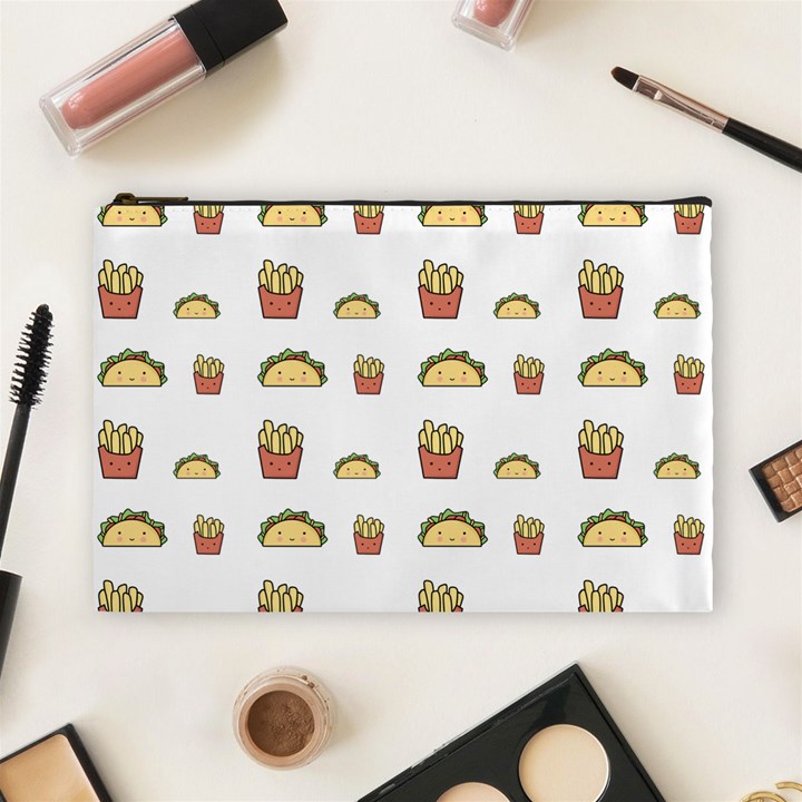 Fries Taco Pattern Fast Food Cosmetic Bag (Large)