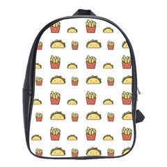 Fries Taco Pattern Fast Food School Bag (Large)