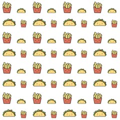 Fries Taco Pattern Fast Food Play Mat (Rectangle)