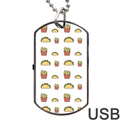 Fries Taco Pattern Fast Food Dog Tag USB Flash (One Side)