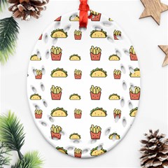 Fries Taco Pattern Fast Food Ornament (Oval Filigree)