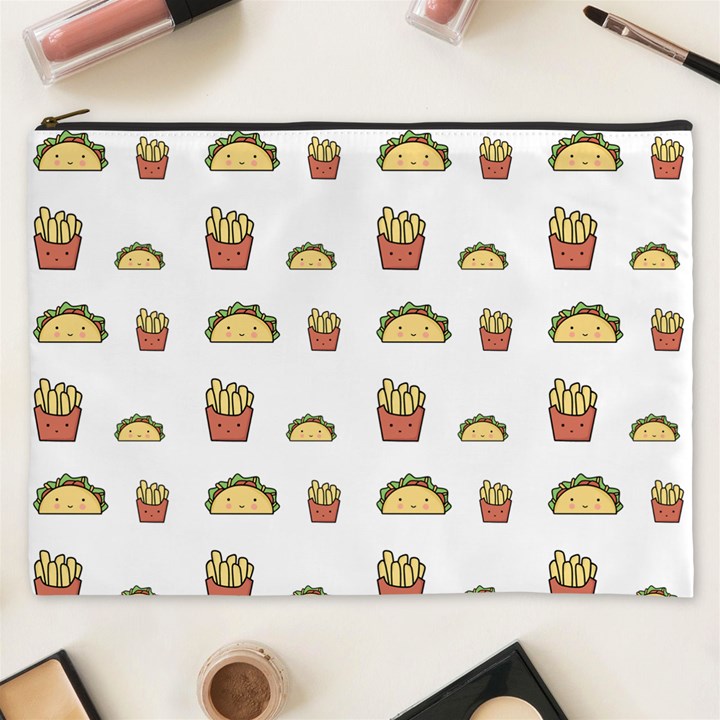 Fries Taco Pattern Fast Food Cosmetic Bag (XXXL)