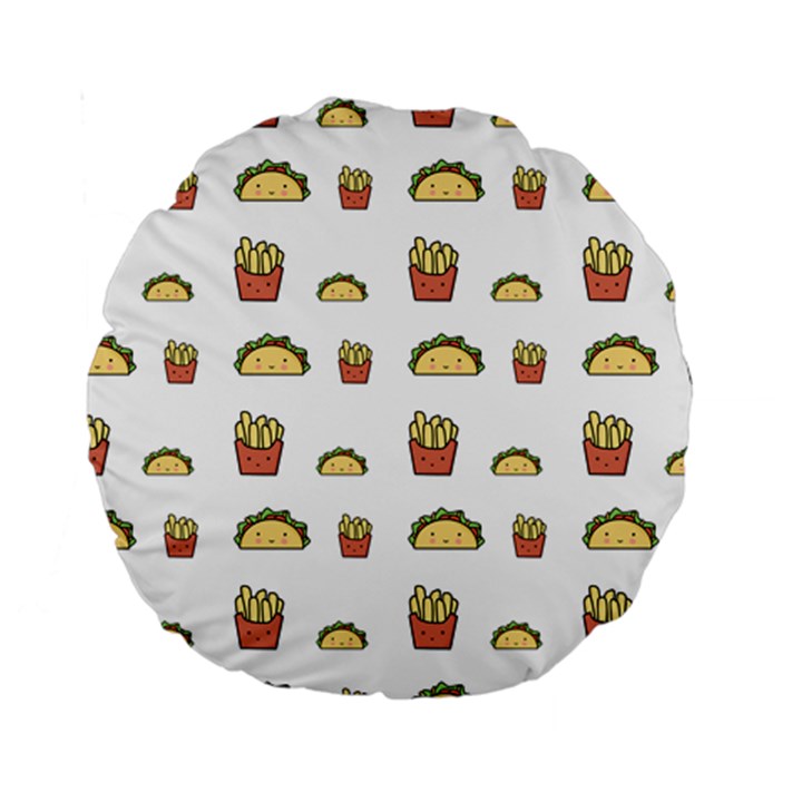 Fries Taco Pattern Fast Food Standard 15  Premium Round Cushions