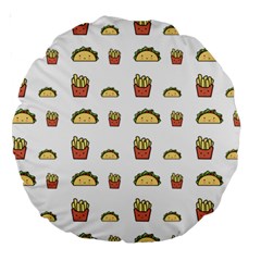 Fries Taco Pattern Fast Food Large 18  Premium Round Cushions