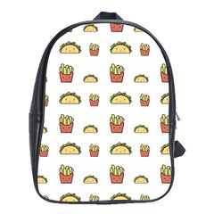 Fries Taco Pattern Fast Food School Bag (XL)