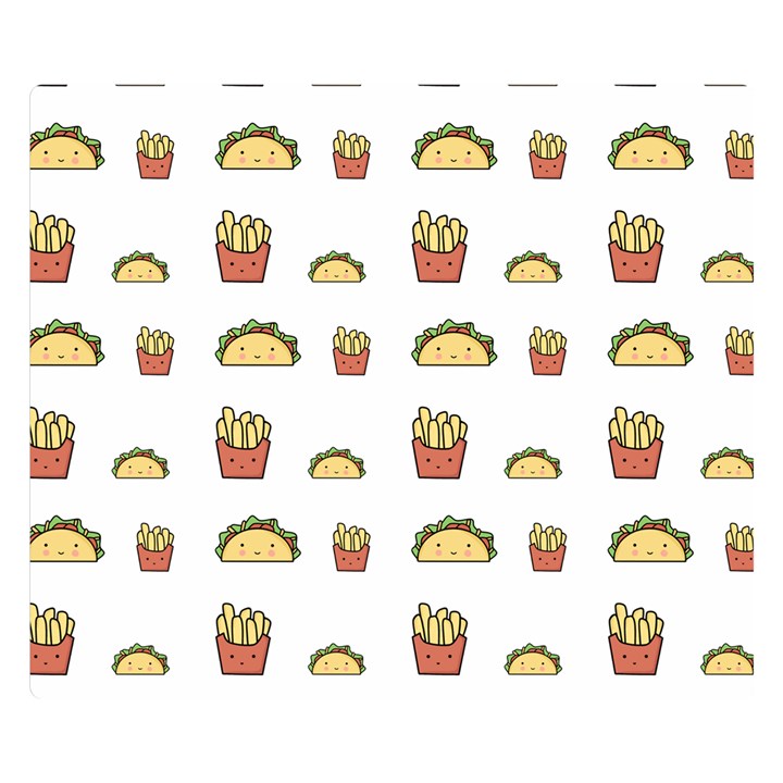 Fries Taco Pattern Fast Food Two Sides Premium Plush Fleece Blanket (Small)