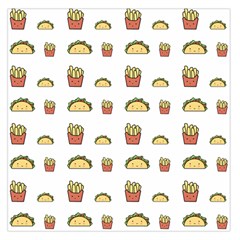 Fries Taco Pattern Fast Food Square Satin Scarf (36  x 36 )