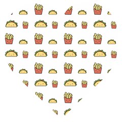 Fries Taco Pattern Fast Food Wooden Puzzle Heart