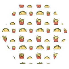 Fries Taco Pattern Fast Food Wooden Puzzle Hexagon