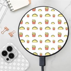 Fries Taco Pattern Fast Food Wireless Fast Charger(Black)