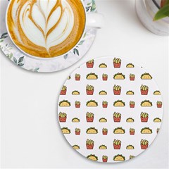 Fries Taco Pattern Fast Food UV Print Round Tile Coaster