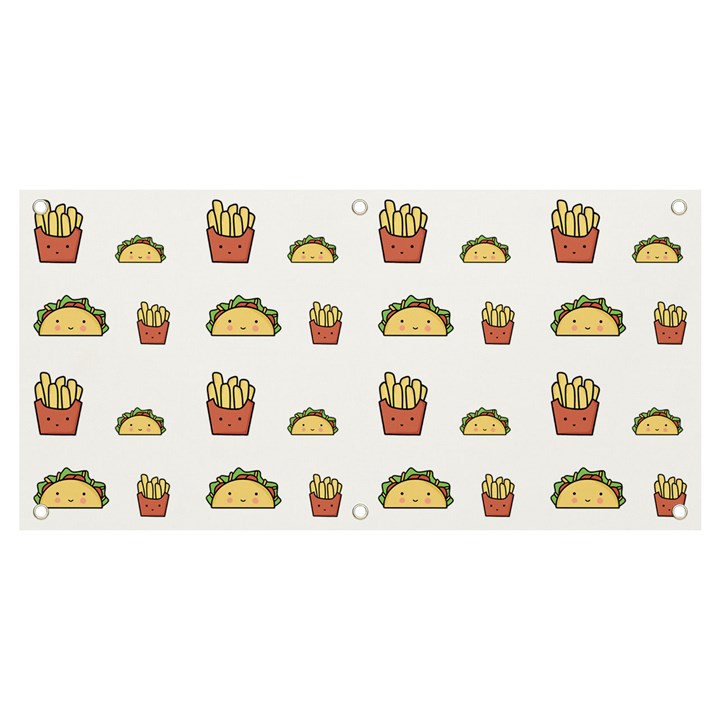 Fries Taco Pattern Fast Food Banner and Sign 4  x 2 