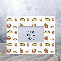 Fries Taco Pattern Fast Food White Tabletop Photo Frame 4 x6  by Apen