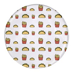 Fries Taco Pattern Fast Food Round Glass Fridge Magnet (4 pack)