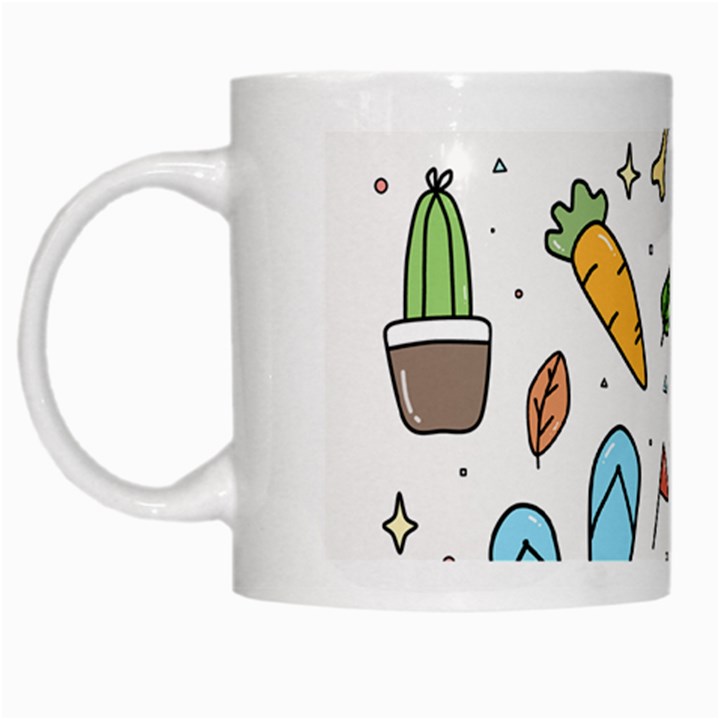 Doodle Fun Food Drawing Cute White Mug