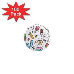 Doodle Fun Food Drawing Cute 1  Mini Magnets (100 Pack)  by Apen