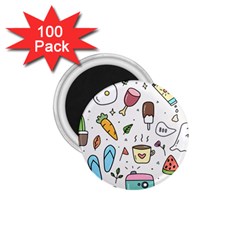 Doodle Fun Food Drawing Cute 1 75  Magnets (100 Pack)  by Apen