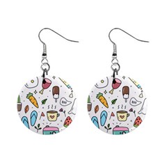 Doodle Fun Food Drawing Cute Mini Button Earrings by Apen