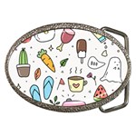 Doodle Fun Food Drawing Cute Belt Buckles Front