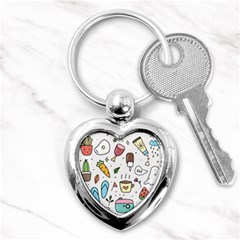 Doodle Fun Food Drawing Cute Key Chain (heart) by Apen