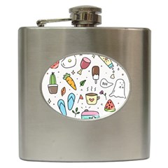 Doodle Fun Food Drawing Cute Hip Flask (6 Oz) by Apen