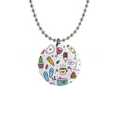 Doodle Fun Food Drawing Cute 1  Button Necklace by Apen