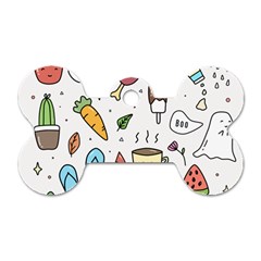 Doodle Fun Food Drawing Cute Dog Tag Bone (two Sides) by Apen