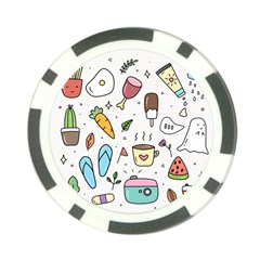 Doodle Fun Food Drawing Cute Poker Chip Card Guard by Apen