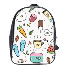 Doodle Fun Food Drawing Cute School Bag (xl) by Apen