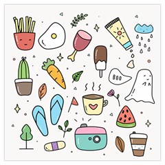 Doodle Fun Food Drawing Cute Lightweight Scarf  by Apen