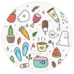 Doodle Fun Food Drawing Cute Round Trivet by Apen