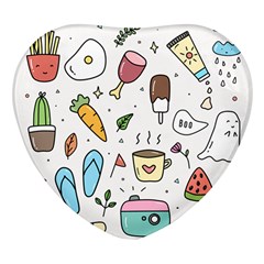 Doodle Fun Food Drawing Cute Heart Glass Fridge Magnet (4 Pack) by Apen