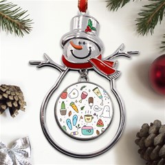 Doodle Fun Food Drawing Cute Metal Snowman Ornament by Apen