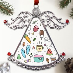 Doodle Fun Food Drawing Cute Metal Angel With Crystal Ornament by Apen