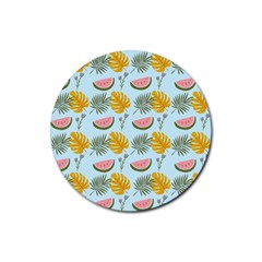 Summer Pattern Texture Vibes Rubber Round Coaster (4 Pack) by Apen