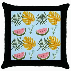 Watermelon Leaves Fruit Foliage Throw Pillow Case (black) by Apen