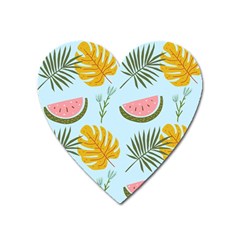 Watermelon Leaves Fruit Foliage Heart Magnet by Apen