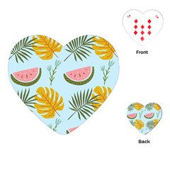 Watermelon Leaves Fruit Foliage Playing Cards Single Design (heart) by Apen